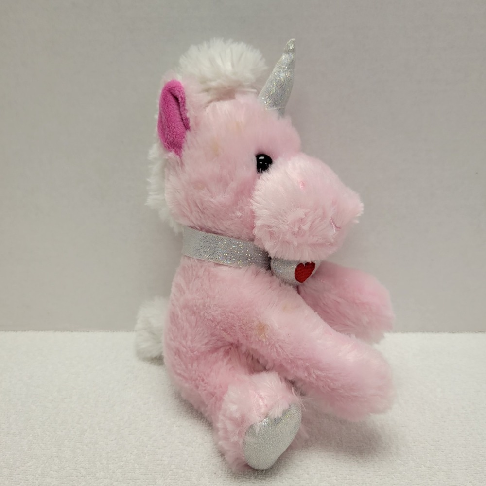 Goffa 10" Pink‎ Unicorn plush w/ red heart on collar